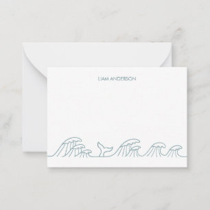 Ocean waves coastal kids personalized note card