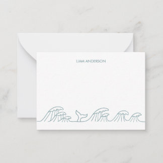 Ocean waves coastal kids personalized note card