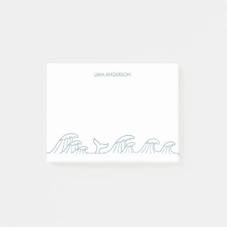 Ocean waves coastal kids personalized post-it notes