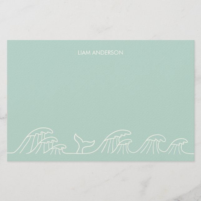 Ocean waves coastal kids stationery paper  (Front)