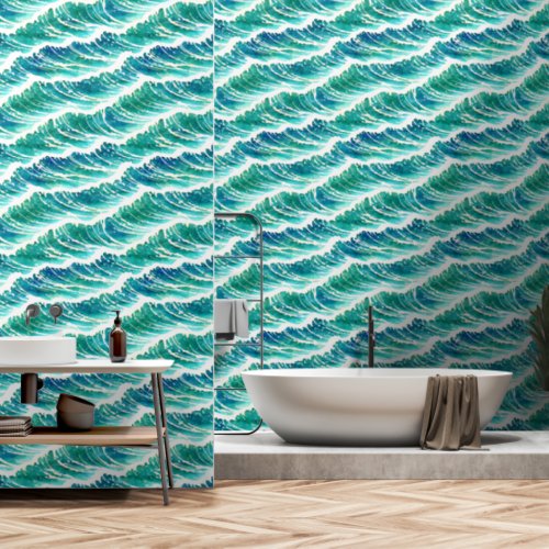 Ocean waves coastal seamless pattern nautical wallpaper 