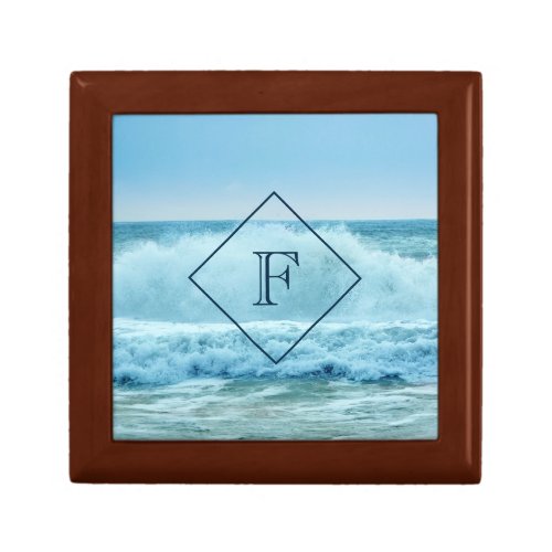 Ocean Waves Crashing Beach Photo Monogram Gift Box