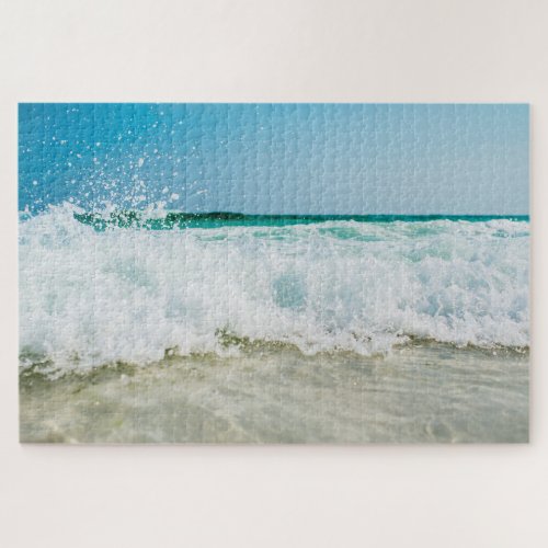 Ocean Waves Crashing Beach Sand On Coast Jigsaw Puzzle