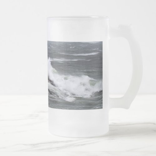Ocean Waves Crashing Frosted Glass Beer Mug