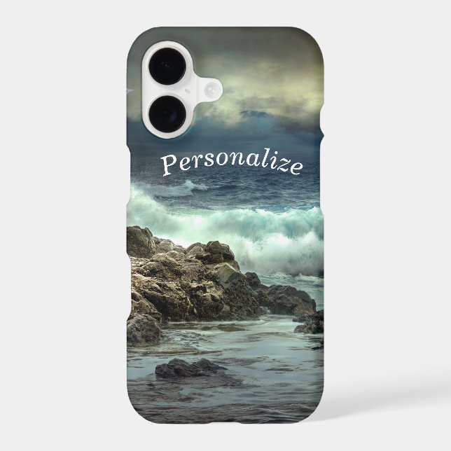 Ocean Waves Crashing into Rock Personalize Iphone Case (Back)