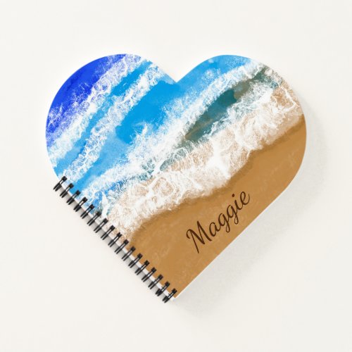 Ocean Waves Crashing on Sandy Beach Sketch Noteboo Notebook