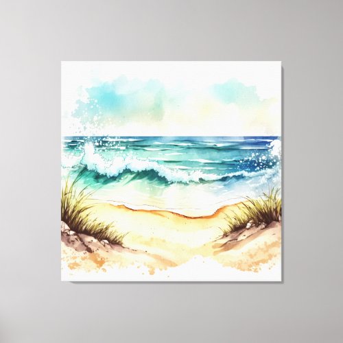 Ocean Waves Crashing on Shore Canvas Print