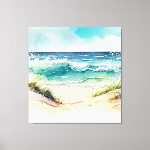 Ocean Waves Crashing on Shore Canvas Print