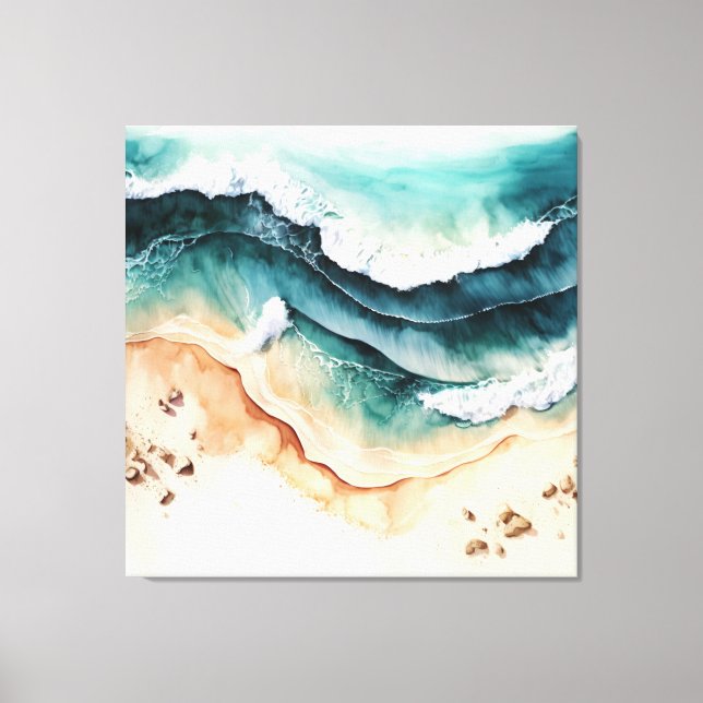 Ocean Waves Crashing on Shore Canvas Print (Front)
