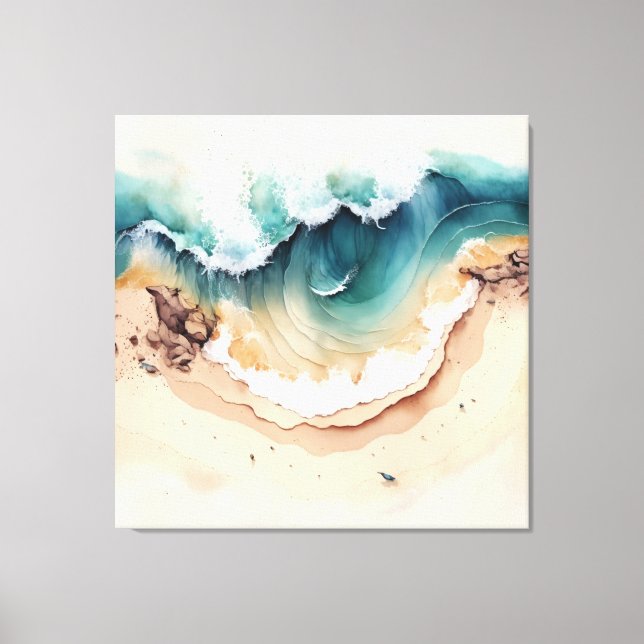 Ocean Waves Crashing on Shore Canvas Print (Front)