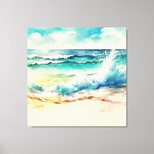 Ocean Waves Crashing on Shore Canvas Print