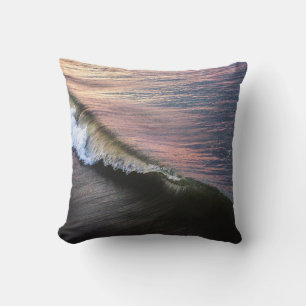 OCEAN WAVES CRASHING ON SHORE DURING DAYTIME THROW PILLOW
