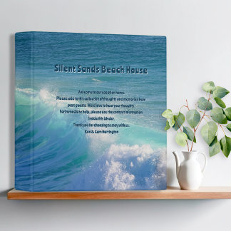 Ocean Waves Custom Beach House Rental 3 Ring Binder