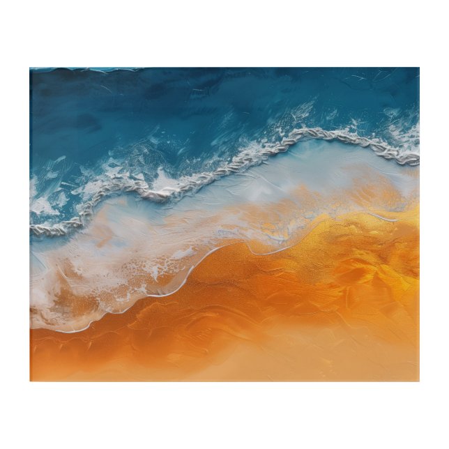 Ocean Waves & Golden Sand – Coastal Abstract Beach Acrylic Print (Front)