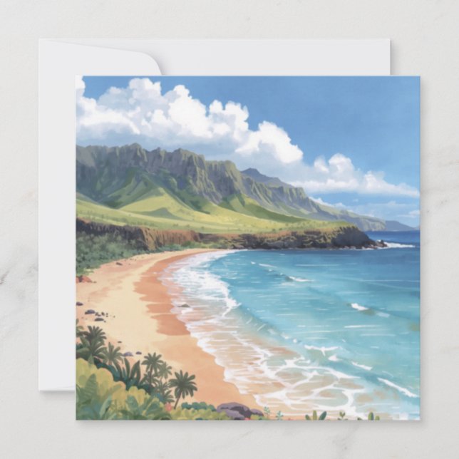 Ocean Waves Hawaii Flat Card (Front)