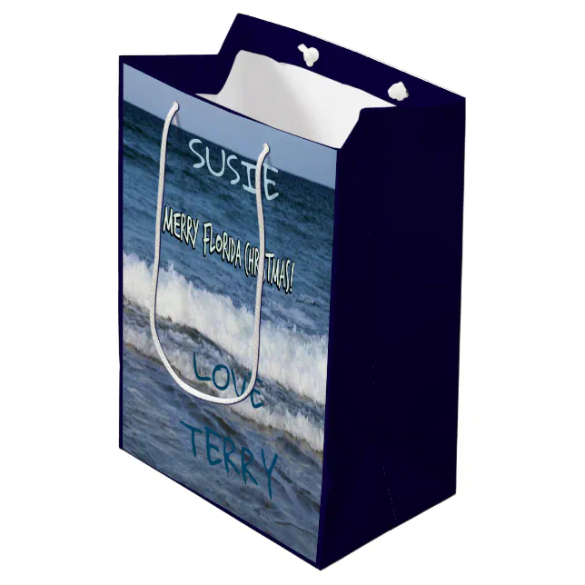 Ocean Waves Holiday Blessing Medium Gift Bag | Zazzle