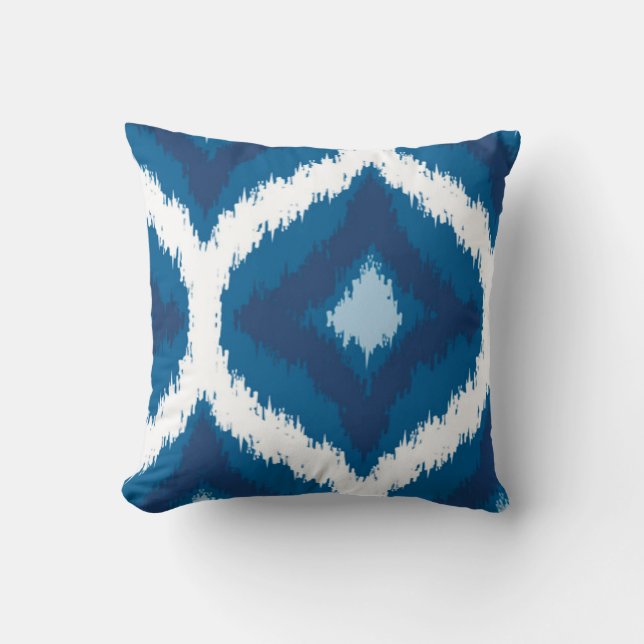 Ocean Waves Ikat Pattern Throw Pillow (Front)