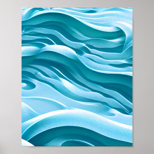 Ocean Waves Illustration Poster