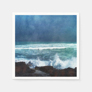 Ocean Waves in Hawaii - Aqua Teal Blue Navy Napkins