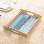 Ocean Waves Jersey Shore Beach Rocks Photo Serving Tray