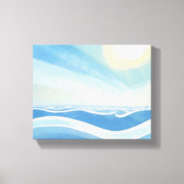 Ocean Waves | Modern Blue Watercolor Canvas Print (Front)