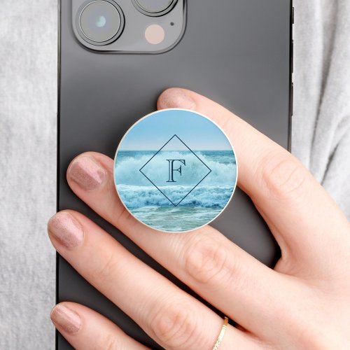 Ocean Waves Monogram Beach PopSocket