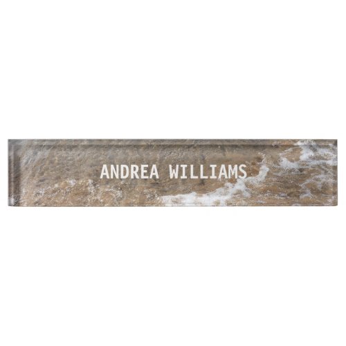 Ocean Waves Monogram Name Sandy Beach Water Custom Desk Name Plate