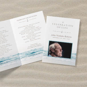 Ocean Waves Nautical Funeral Program