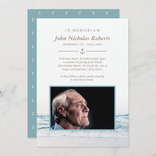 Ocean Waves Nautical In Memoriam Photo Invitation