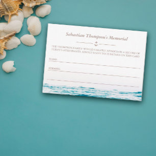 Ocean Waves Nautical Memorial Attendance Card