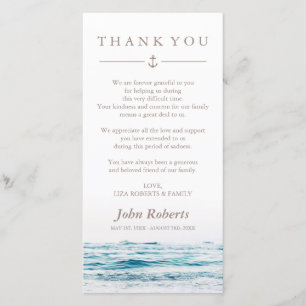 Ocean Waves   Nautical Sympathy Thank You Card