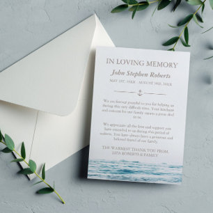 Ocean Waves Nautical Sympathy With Photo Thank You