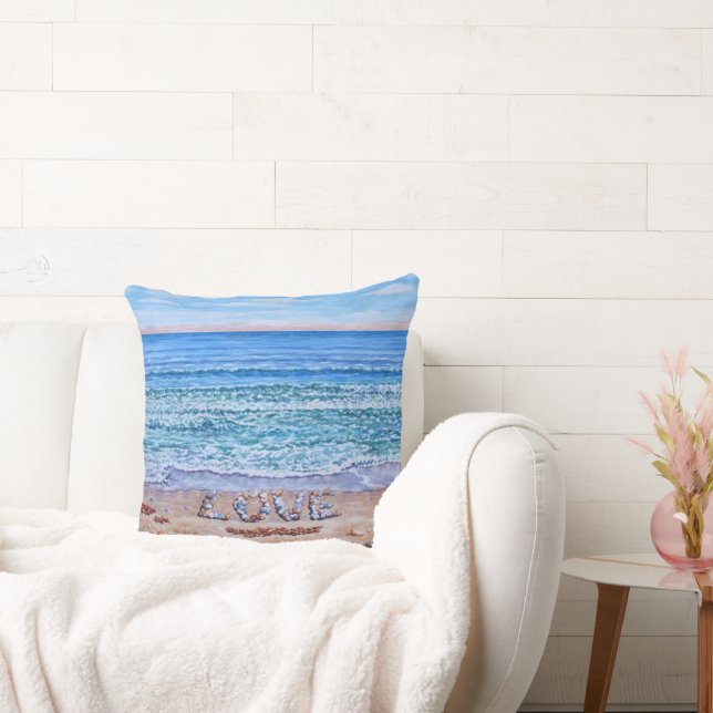 Ocean Waves of Love Throw Pillow (Couch)