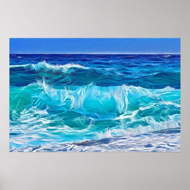 Ocean Waves Oil Painting Poster (Front)