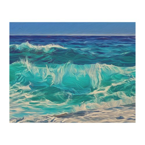 Ocean Waves Oil Painting Wood Wall Art