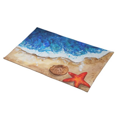 Ocean Waves on Beach Cloth Placemat