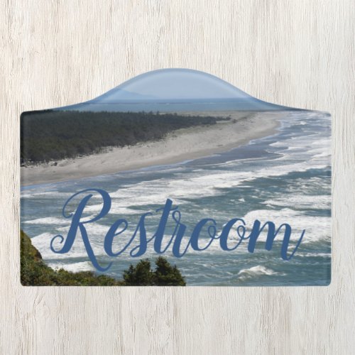 Ocean Waves on Coastline Beach Restroom Door Sign
