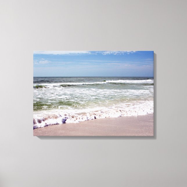 Ocean Waves on Pink Sandy Beach Canvas Print (Front)