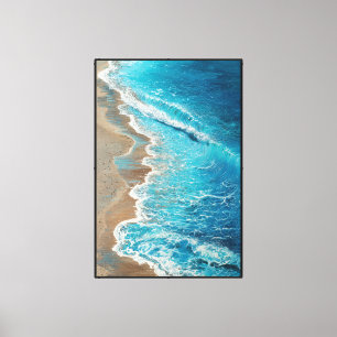 Ocean Waves on Sandy Beach Abstract Wall Art