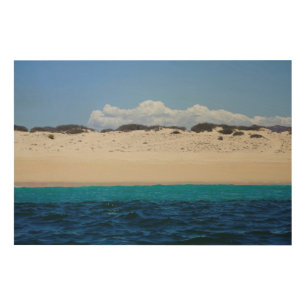 Ocean Waves On Sandy Beach Under Blue Sky Wood Wall Decor