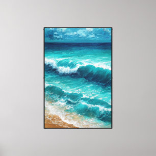 Ocean Waves on Sandy Shore Abstract Wall Art