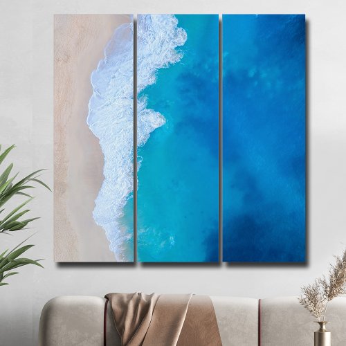 Ocean Waves on the Beach Triptych