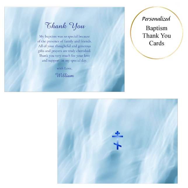 Ocean Waves Orthodox Christian Baptism  Thank You Card (Creator Uploaded)