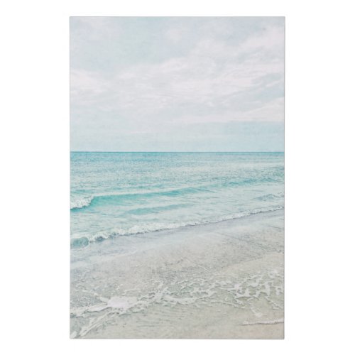 Ocean Waves Painting Aqua Light Blue Watercolor Faux Canvas Print