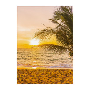Ocean Waves Palm on the Beach Acrylic Print