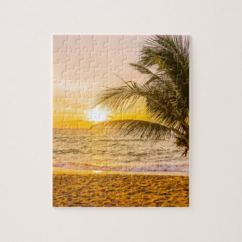 Ocean Waves Palm on the Beach Jigsaw Puzzle