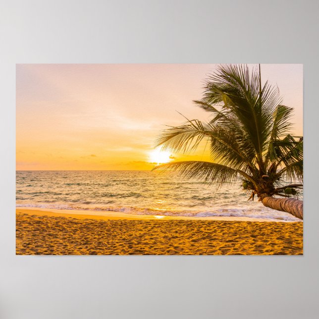 Ocean Waves Palm on the Beach Poster (Front)