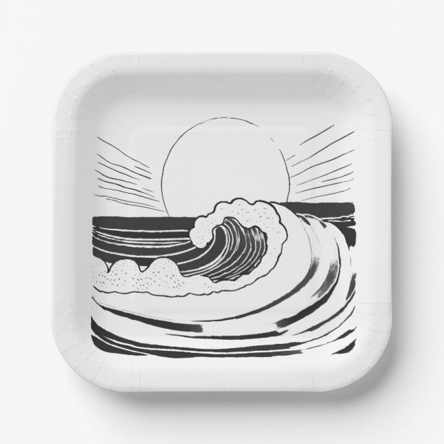 Ocean Waves Paper Plates (Front)