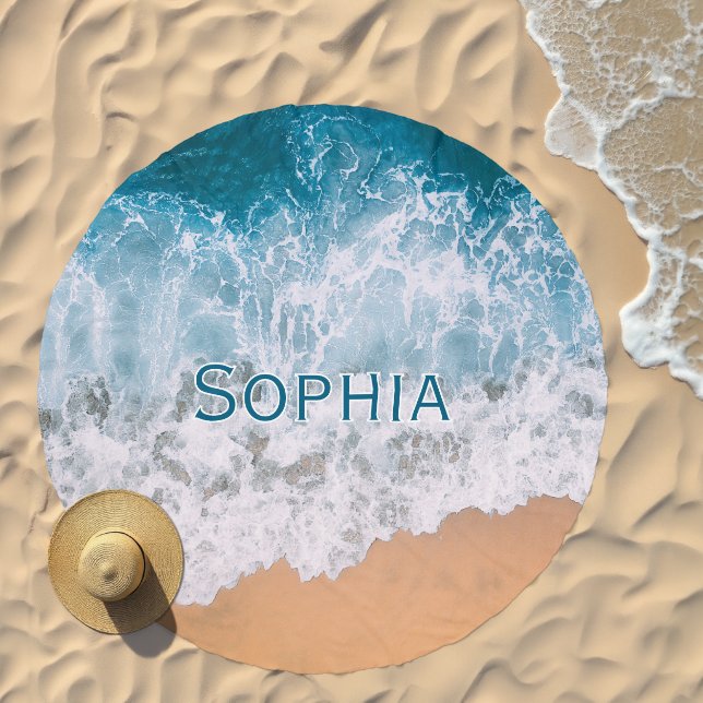 Ocean Waves personalized round Beach Towel (Beach)