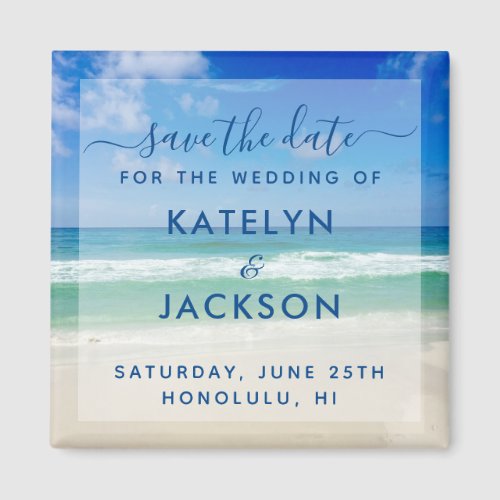 Ocean Waves Photo Chic Beach Save the Date Magnet